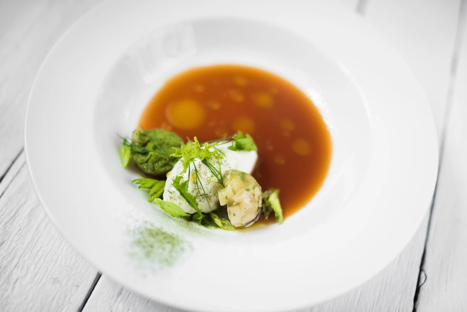 Gourmet culinary dish on a white plate representing Apex Biotech culinary and dairy application systems