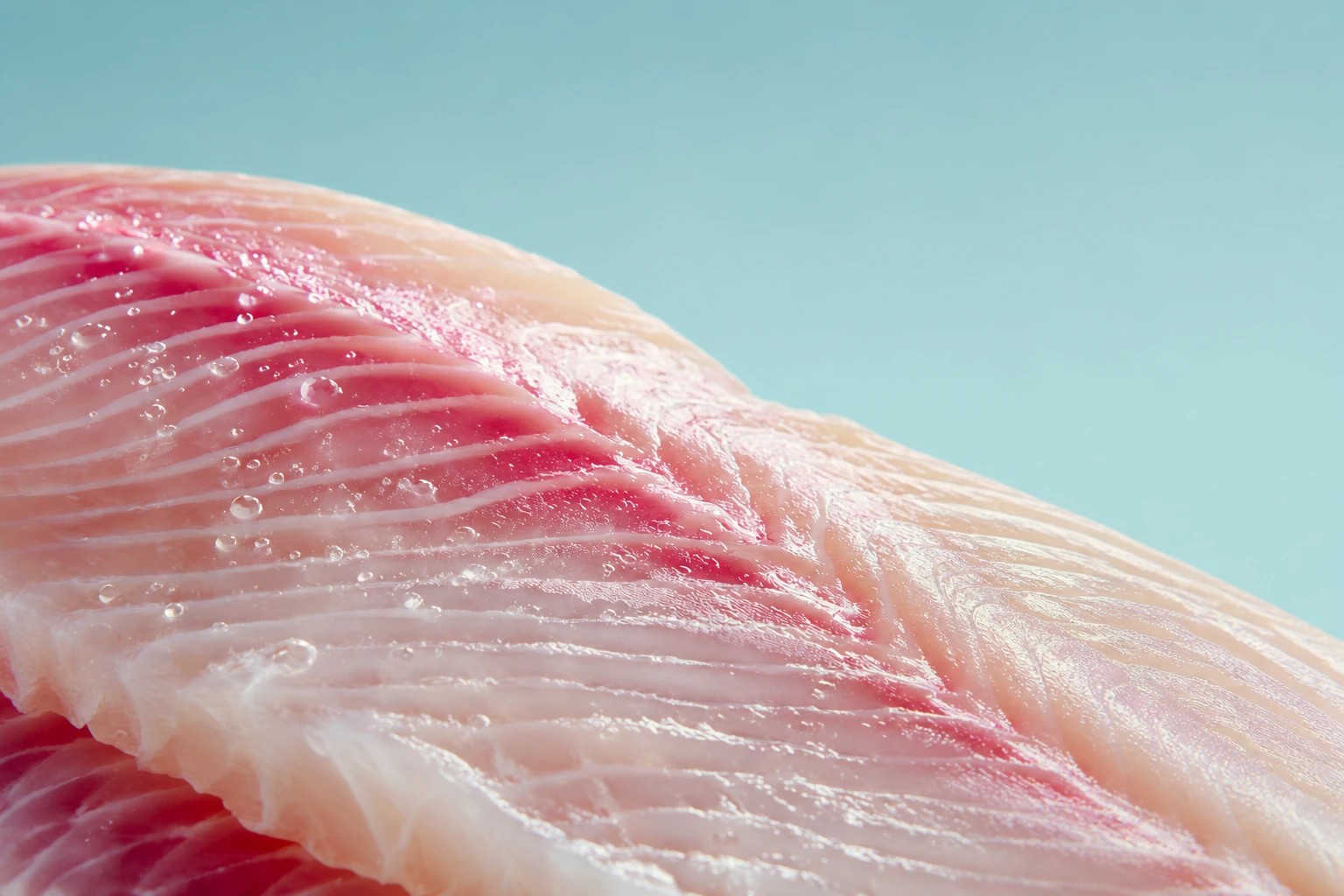 Fresh, naturally moist fish fillet representing Apex Biotech meat and seafood yield optimization solutions